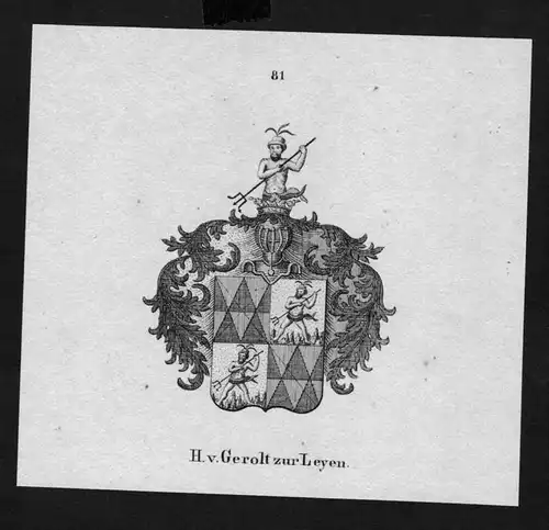 von Gerolt zur Leyen Wappen Adel coat of arms heraldry Lithographie