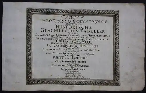 Geschlechtstafeln Genealogie Titelblatt Atlas Bodenehr Kupferstich