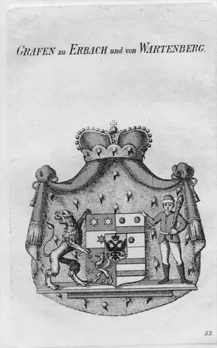 Erbach Wartenberg Wappen Adel coat of arms heraldry Heraldik Kupferstich