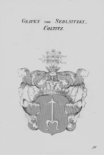 Sedlnitzky Coltitz Wappen Adel coat of arms heraldry Heraldik Kupferstich