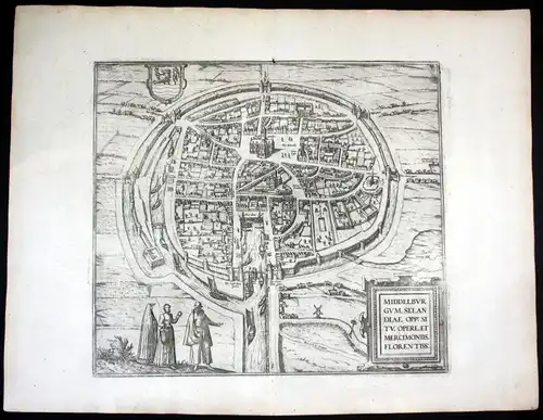 Middelburgum - Middelburg Braun Hogenberg map Plan gravure engraving Kupferstich
