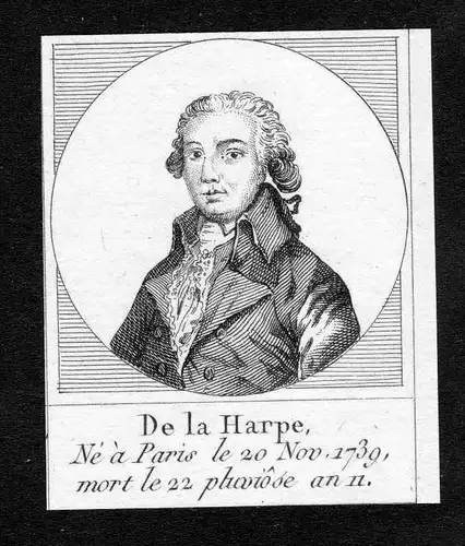 Jean-Francois de La Harpe Kritiker Dichter France Kupferstich Portrait