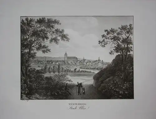 Ulm Stadt Gesamtansicht Original Lithographie Kunike