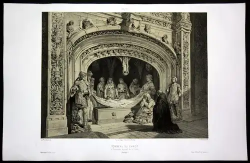 Tombeau du Christ - Solesmes Fleche Sarthe Frankreich France Lithographie