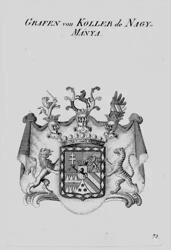 Koller Nagy Manya Wappen Adel coat of arms Heraldik crest Kupferstich