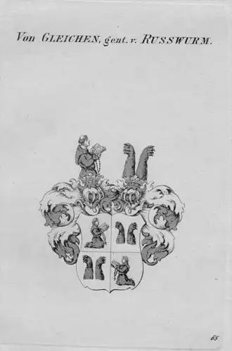 Gleichen Russwurm Wappen Adel coat of arms heraldry Heraldik Kupferstich