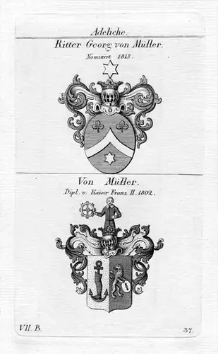 Ritter Georg von Müller Mueller Wappen coat of arms Heraldik heraldry Kupferstich