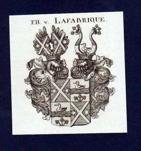 Freiherren von Lafabrique Kupferstich Wappen engraving Heraldik crest