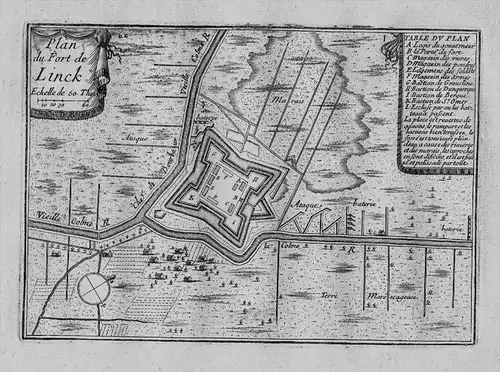 Plan du Fort de Linck - Fort de Lynck Looberghe Hauts-de-France Nord-pas-de-Calais gravure