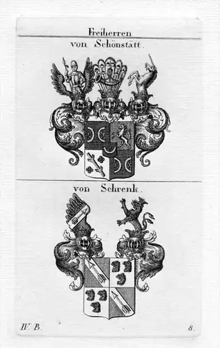 von Schönstätt - Schrenk - Wappen coat of arms Heraldik heraldry Kupferstich