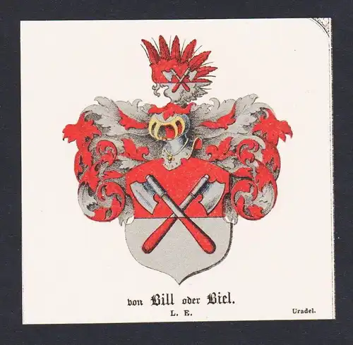 . von Bill Biel Wappen Heraldik coat of arms heraldry Litho