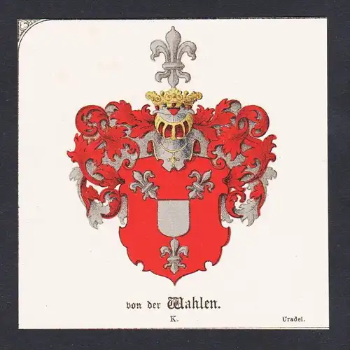 . von Wahlen Wappen Heraldik coat of arms heraldry Litho