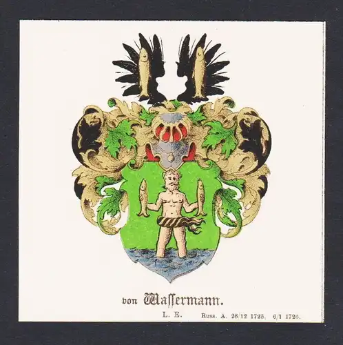 . von Wassermann Wappen Heraldik coat of arms heraldry Litho