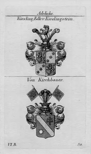 Kiesling Kieslingstein Kirchbauer Wappen Adel coat of arms Kupferstich