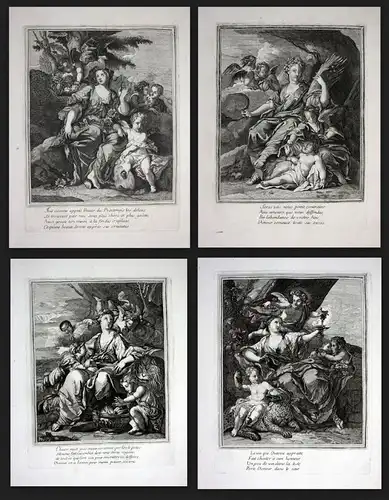 Die vier Jahreszeiten - the four seasons - Kupferstiche ca. 1700 engravings