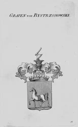 Bystrzonowski Wappen Adel coat of arms heraldry Heraldik Kupferstich