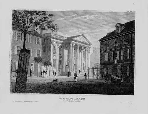 Philadelphia Girards Bank Innenstadt Amerika America engraving