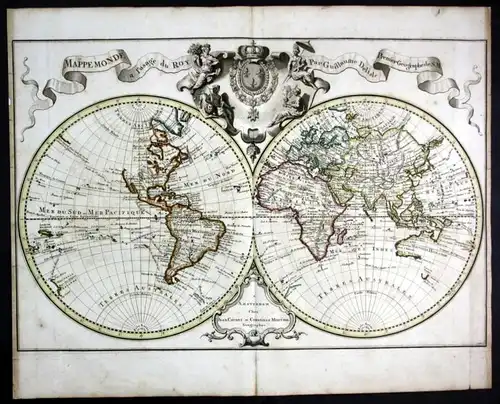 Mappemonde a l usage du Roy - World map Weltkarte Delisle Covens Mortier Karte