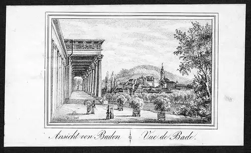 Baden-Baden Gesamtansicht Original Lithographie lithograph litho