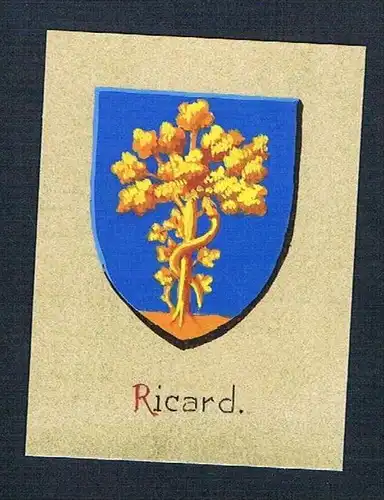 19. / 20. Jh. - Ricard Blason Aquarelle Wappen coat of arms Heraldik