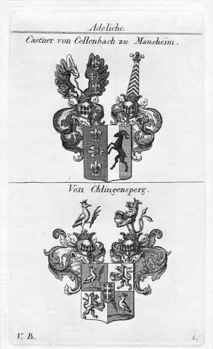 Castner Chlingensperg - Wappen Adel coat of arms heraldry Heraldik Kupferstich