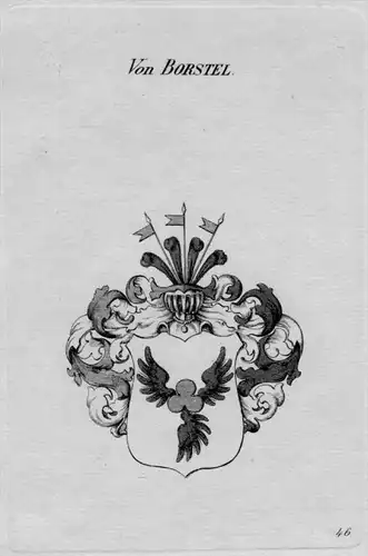 Borstel Wappen Adel coat of arms heraldry Heraldik crest Kupferstich