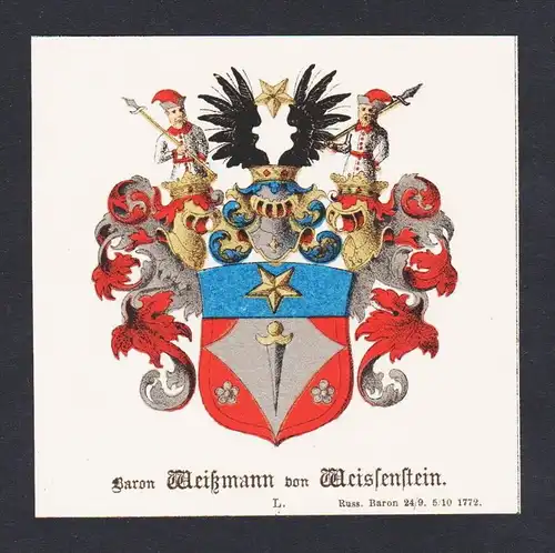 . Weikmann von Weisenstein Wappen Heraldik coat of arms heraldry Litho