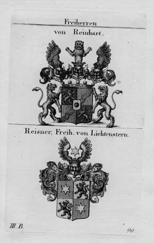 Reinhart Reisner Lichtenstein  Wappen Adel coat of arms  Kupferstich