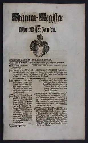 Osterhausen Pölnitz Polnitz Ahnentafel Stammbaum Genealogie Wappen