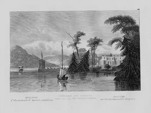 Stores Windermere lake See Cumbria Great Britain engraving