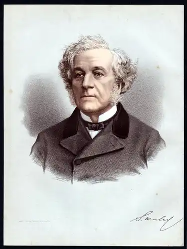 Samuel Morley (1809-1886) Politiker - Lithographie Portrait