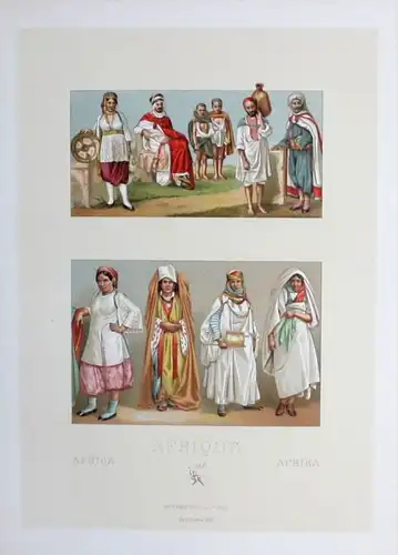 Algeria Tunesia Tracht costumes Africa Afrika Lithographie lithograph