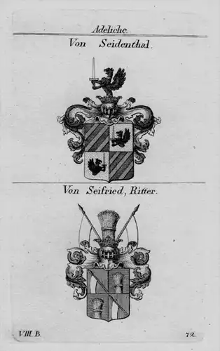 Von Seidenthal Seifried Wappen Adel coat of arms heraldry Kupferstich