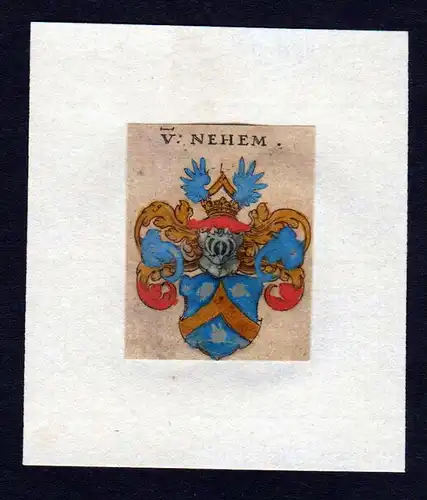 17. Jh von Nehem Wappen coat of arms heraldry Heraldik Kupferstich