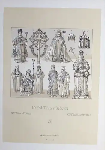 Byzanz Abessinien Tracht costumes Afrika Africa Lithographie lithograph