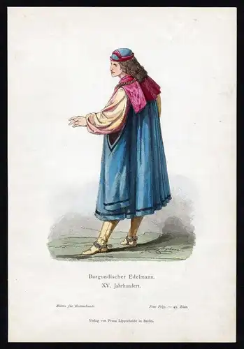 Burgunden Burgunde Mann 15. Jhd Trachten Tracht costume original Grafik