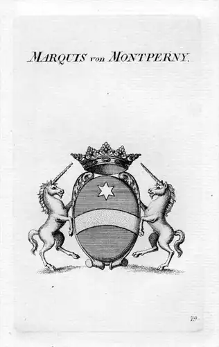 Marquis de Montperny Adel Wappen coat of arms heraldry Heraldik Kupferstich