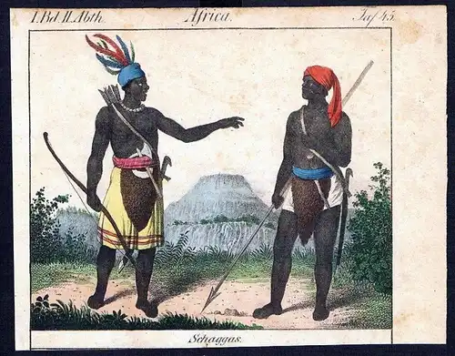 Südafrika South Africa Warriors Krieger costumes Trachten Lithographie