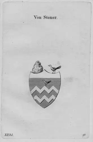 Stonor coat of arms heraldry Heraldik Kupferstich