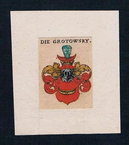 . die Grotowsky Wappen coat of arms heraldry Heraldik Kupferstich