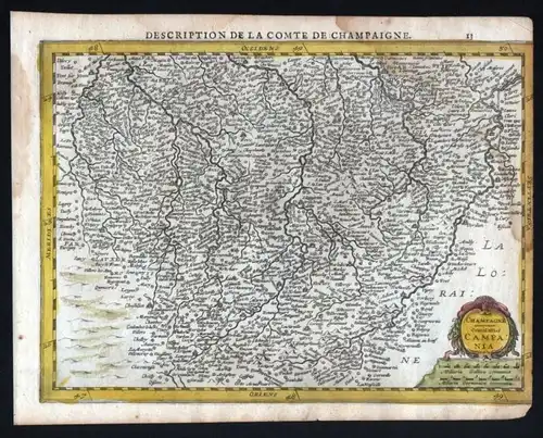 Champagne comitatus Campania - Champagne France Mercator map Karte Kupferstich gravure