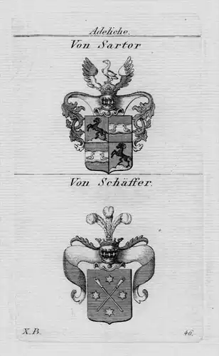 Sartor Schäffer Wappen Adel coat of arms heraldry Heraldik Kupferstich