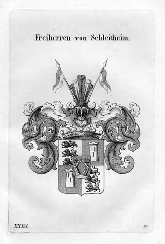 Schleitheim Adel Wappen coat of arms heraldry Heraldik Kupferstich