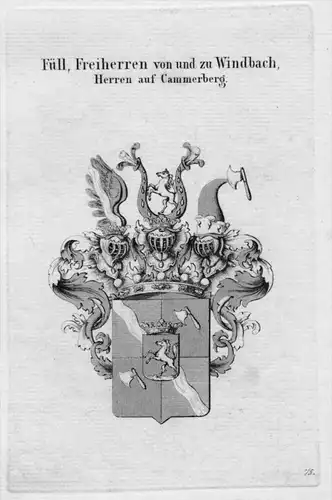 Windbach Cammerberg Wappen Adel coat of arms heraldry Kupferstich