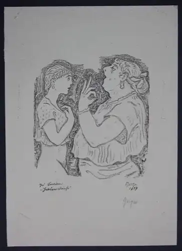 Willi Geiger Lithographie signiert Frauen Mutter Tochter