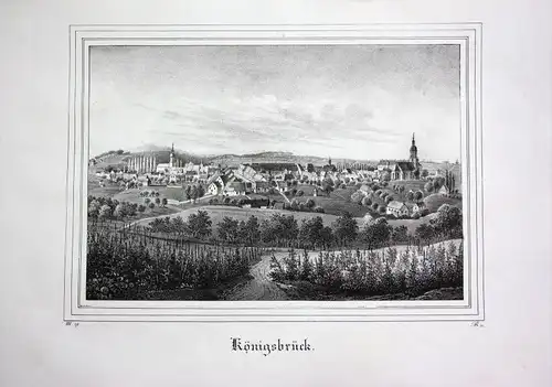Königsbrück Gesamtansicht view Oberlausitz Sachsen Lithographie