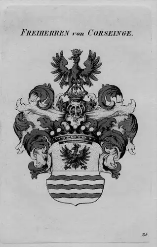 Corseinge Wappen Adel coat of arms heraldry Heraldik crest Kupferstich