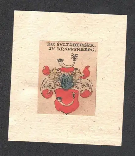 .  Sultzberg zu Krapfenberg Wappen coat of arms heraldry Kupferstich