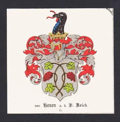 . von Hoben  Wappen Heraldik coat of arms heraldry Litho
