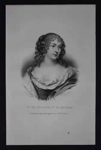 Francoise Marguerite de Sevigny Grignan Lithographie Portrait Folio